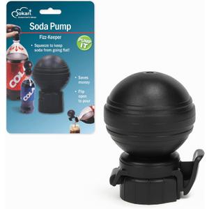 Jokari Keeper Pump and Pour Soda Bottle Cap Preserves Carbonation with Flip Top Spout for 1 to 2 Liter Plastic Bottles Reusable Fizz Saver Dishwasher Safe Carbonated Drink Lid Black