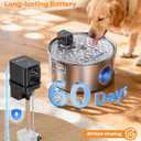 3.4Gal Wireless Automatic Dog Water Fountain for Large Dogs12L Stainless Steel 3 Modes Dog Fountain Water Bowl Dispenser, Multi Large Pet Water Fountain Ultra Quiet & Multi-Filteration