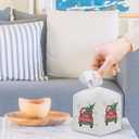 Christmas Eve Tissue Cover - Carriage with Christmas Tree, 5" Square Tissue Box Cover, Holiday Decorative Leather Case, Waterproof Leather Tissue Dispenser Organizer for Office and Home Decor - A08