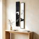 QKF 2Pcs Narrow B&W Fluid Abstract Art, Alu Frame Gloss Canvas Hallway, 6" × 48"