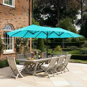 SUPERJARE 13FT Outdoor Umbrella for Patio, Double sided Pool Umbrellas with Fade Resistant Canopy, Large Table Umbrella for Deck, Market, Backyard - Light Blue (No Base)