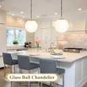 KoKo&Yukina 13.7" Gold Globe Pendant Light Mid Century Pendant Light Milk Glass Pendant Lights Kitchen Island Adjustable Hanging Light Fixture for Dining Room Bedroom Kitchen Islan (Opal & Brass), While