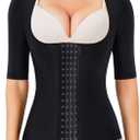Gotoly Women Waist Trainer Corset Tummy Control Shapewear Upper Arm Shaper Post Surgical Slimmer Compression Tops (Medium, Black Short Sleeve)
