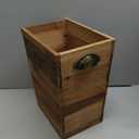 Small Wood Trash Can, Farmhouse Rectangular Garbage Can Waste Basket, Rustic Distressed Reclaimed Wood Wastebasket, Vintage Wooden Trash Recycling Bin Storage Basket with Metal Handles (Natural)