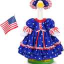 Patriotic Porch Goose Outfit 4th of July Lolita for 23" Cement Plastic Statue Memorial Day Goose Costume Independence Day Geese Clothes USA 250th Anniversary Outdoor Patio Yard Lawn Garden Decoration