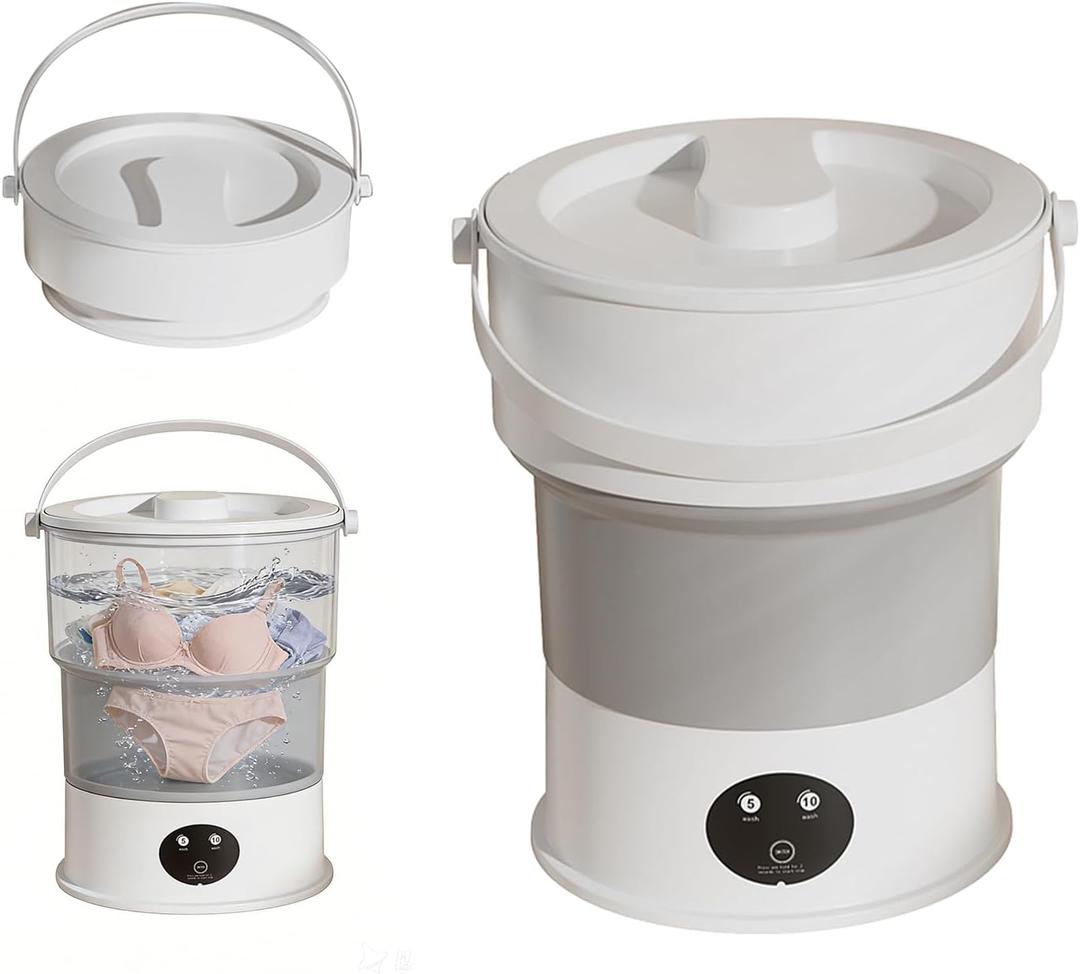 Compact Portable Laundry Device with Foldable Design – Small Mini Washer for Baby Outfits, Intimate Apparel, and Socks, Perfect for Apartments, Dorms, and Trips.
