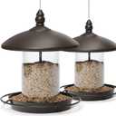 Pack of 2 - Metal Roof Bird Feeder for Backyard Birds, Bronze.