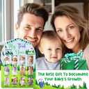 Golf Themed My First Year Photo Frame, Baby's First Year Picture Frame, 12 x 17 Inch Newborn 12 Months Gender Neutral Baby Milestone Memories Display Wood Board for 1st Birthday Decorations Keepsake Gift (green and blue)