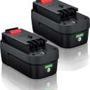 Lithium-ion 2-Pack 6500mAh HPB18 18V Battery Replacement Black and Decker 18V Battery HPB18-OPE 244760-00 Compatible with A1718 A18NH HPB18 Cordless Power Tools