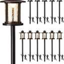 LITFIT Low Voltage Landscape Lighting, 12V 3.4W 155LM 3000K Outdoor Path Lights with Connectors, Crackled Shade, ORB Finish, Waterproof Aluminum LED Walkway Light Wired for Garden Yard, 12 Pack
