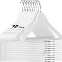 HOUSE DAY White Wooden Hangers 10 Pack, Solid Wood Hanger with Non Slip Pant Bar, Heavy Duty Wooden Coat Hanger for Closet, Smooth Finish Wood Clothes Hangers for Shirts, Suits Jackets, Dress