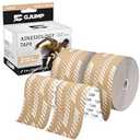 GJUMP Kinesiology Tape, 2 Rolls Hypoallergenic Athletic Tape for Muscle Strain Relief & Joint Support, Waterproof & Breathable Sports Tape for Pain Relief, 2in x 16ft Uncut Roll-Stripe (Beige)
