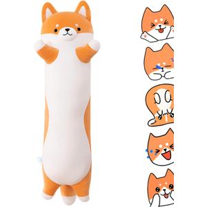 Rexinc 43.32'' Jumbo Dog Stuffed Animals Long Dog Plush Pillow Toy Sleeping Cute Cartoon Soft Long Body Pillow Gift for Kids Adults
