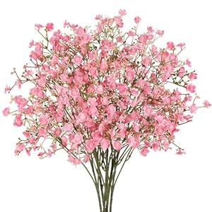N&T NIETING 6Pcs Babys Breath Artificial Flowers, Real Touch Fake Cherry Blossom Pink Flowers Faux Flowers Bouquets for Vase Home Office Wedding Spring Indoor Outdoor Centerpiece Table Decorations