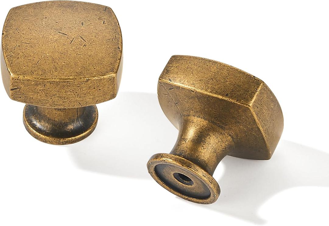 10 Pack Knob Vintage Antique Brass Cabinet knobs,Solid Heavy-Duty Bifold Closet Door Knobs,Hardware Pulls for Kitchens, bathrooms and Dresser Handle