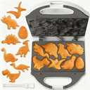 Dinosaur Mini Waffle Maker for Kids, Mini Pancake Maker Machine for Halloween, 8 Different Shaped Dinos in Minutes, Electric Non-Stick Waffle Iron, White