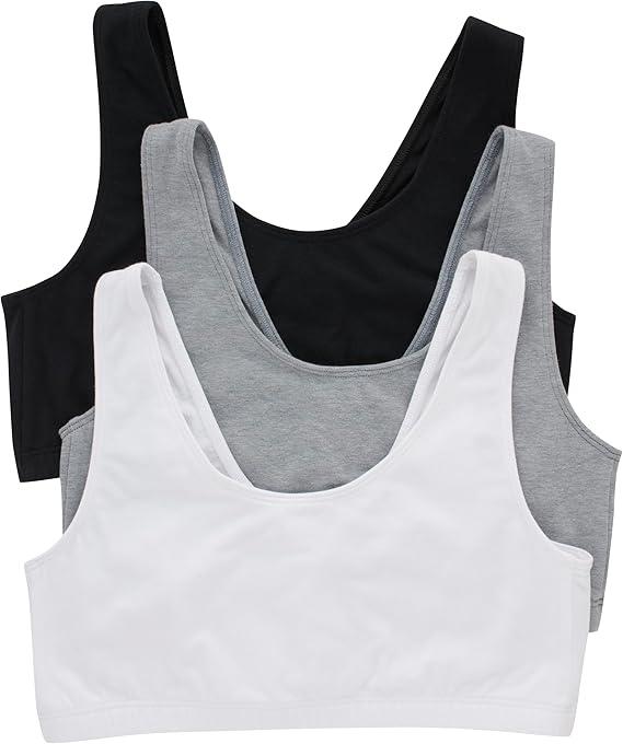 Hanes Women's Scoopneck Cotton Bralette Crop Top (3 Pack), Size XL