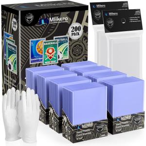 400 Card Sleeves Hard Plastic, 3"x4" Baseball Card Protectors Hard Plastic for Baseball, Football and Game Cards (200 Hard Card Sleeves + 200 Clear Sleeve)