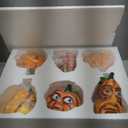 Geelin 6 Pcs Halloween Expressive Pumpkins Family Resin Fall Decorations Funny Smile Pumpkin Head Lantern Venue Props Gifts for Outdoor Indoor Garden Yard Table Top Decor Bar Party Decoration