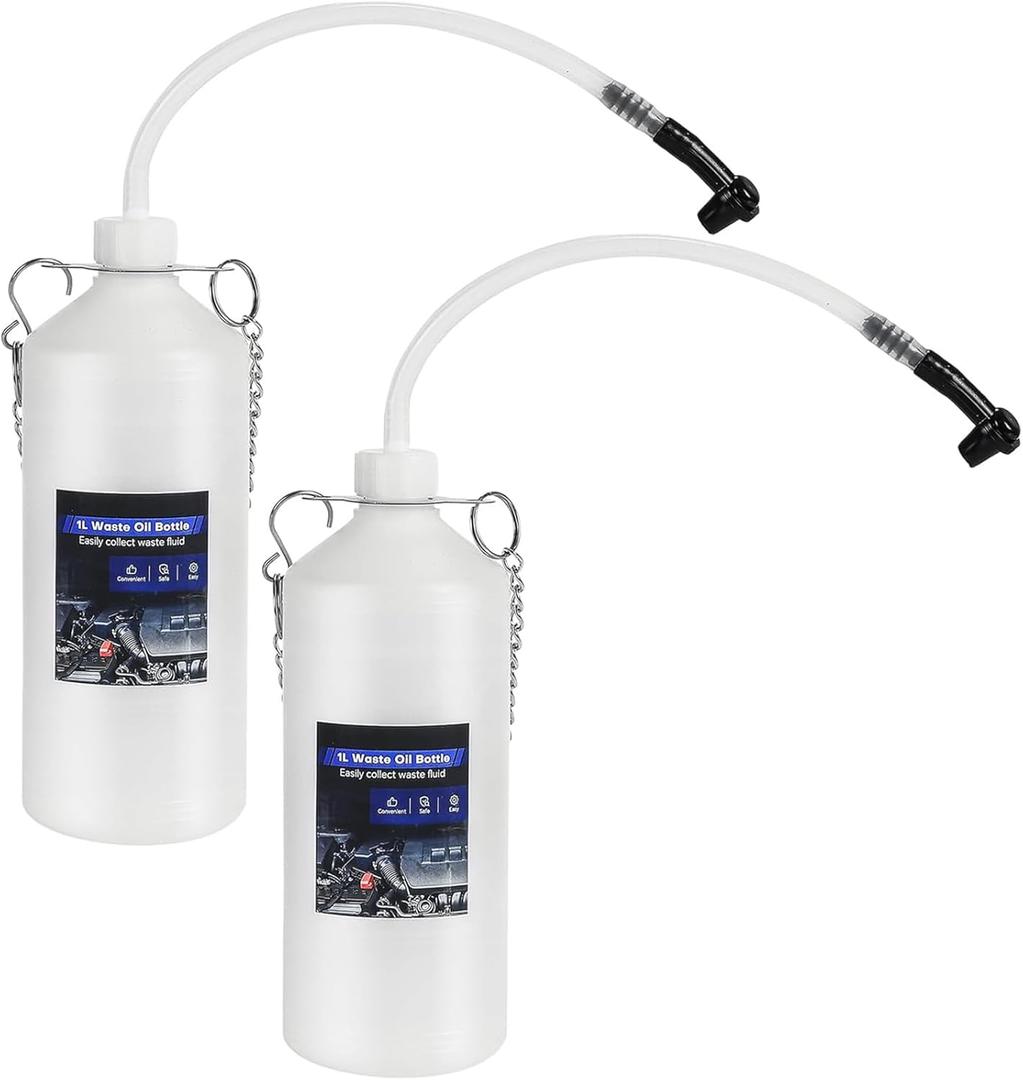 1L Brake Bleeder Bottle 2 Pack | One Person Brake Fluid Bleeding kit with Tube & Rubber Connector for Collect Brake Fluid, Brake Fluid Catch Bottle for Car Motorcycle ATV