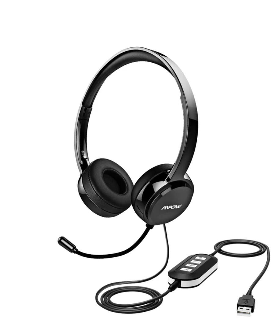 Mpow 071 USB Headset/ 3.5mm Computer Headset with Microphone Noise Cancelling, Lightweight PC Headset Wired Headphones, Business Headset for Skype, Webinar, Phone, Call Center