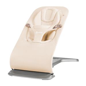 Ergobaby Evolve 3-in-1 Bouncer Seat for Babies and Toddlers 5.5-25lbs - Multi Position Baby Rocker Seat with Adjustable Heights, Secure Harness, Newborn Insert - Mesh Cream