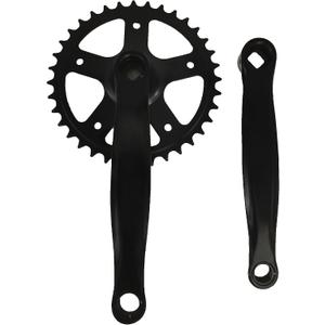 Single Speed Crankset for Mountain Road Bike Fixed Gear Bicycle Folding Bicycle(Square Taper, Black, Sprocket)