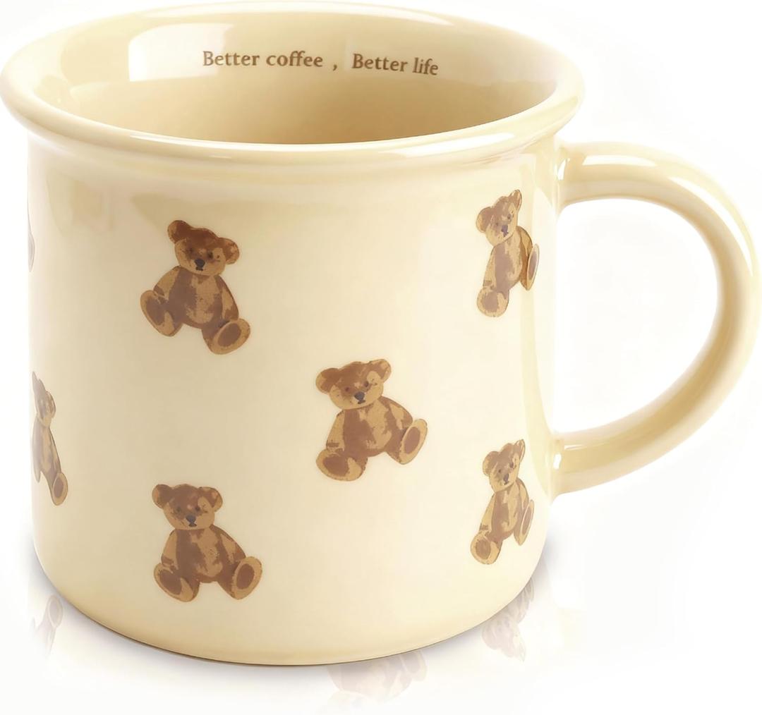 Vintage Teddy Bear Small Coffee Mug,Cute Coffee Cups,Cute Novelty Ceramic Cup for Women, Tea or Milk.Gift for Teachers, Kids or Office -10oz (Bear)