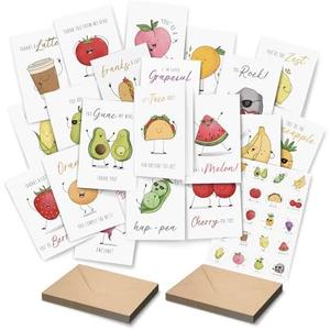 Premium Funny Thank You Cards, Teacher Appreciation Cards with Envelopes, Cute Thank You Notes for Kids Student, Set of 20 Blank Notecards with Kraft Envelopes & Matching Stickers, Graduation Gift