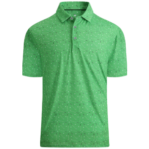 Esabel.C Golf Shirts for Men Dry Fit Performance Short Sleeve Print Moisture Wicking Collared Shirt, M