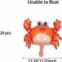 20pcs Mini Crab foil Balloon Mini Ocean Animal Mylar Balloons for Under The Sea Party Ocean Theme Birthday Baby Shower Anniversary Wedding Party Decoration Supplies