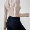 SOLY HUX Women's Long Sleeve Bodysuit Square Neck Knit Slim Fitted Going Out Tops Fall Clothes (S)