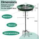 Solar Powered Bird Bath with Fountains for Hummingbirds,Stable Stylish Design with 5-Prong Base Stake Metal Bird Bath for Outside Yard Lawn Patio Garden