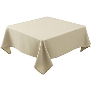 Biscaynebay Textured Fabric Square Tablecloths 90x90 Inches, Natural Water Resistant Spill Proof Card Table Cloth Folding Table Cover for Dining, Kitchen, Wedding and Parties, Machine Washable