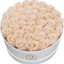 Gifts for Women Preserved Roses Flower Box, Luxury Velvet Box with 40 Roses, Preserved Flowers, Romantic Gift for Her, Wife, Girlfriend, Birthday Anniversary Christmas (Buttermilk)