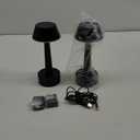 UMEXUS 2 Pack Rechargeable Small Cordless Table Lamp, LED Battery Operated Touch 3 Color Dimming Bedside Nightstand Desk Lamps Metal Portable Night Lights for Bedroom Bar Restaurant Outdoor Black
