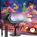 2025 Upgrade No Slides Christmas Projector Lights Outdoor, Holiday Projector Lights with 12 Dynamic Patterns & 7 LED Colors, Remote, Timer, IP65 Waterproof for Xmas Party Garden Yard Decor (Black)