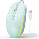 seenda Wired Mouse - USB Computer Mice Wired with RGB Backlit Optical LED Mouse with Attached USB Cord for Laptops Notebooks Chromebook - Mint Green