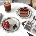 Ebrima 4 Pack Silver Serving Trays Set, 8” Decorative Plates, Stainless Steel Party Platters for Wedding, Afternoon Tea, Home Decor & Food Display