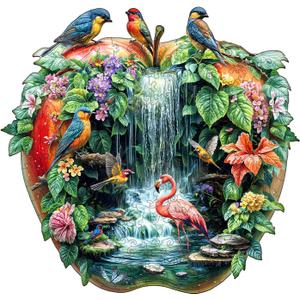 Wooden Puzzles for Adults - Paradise Garden Wooden Jigsaw Puzzle, Unique Animal Shaped Wood Puzzles Adult, Christmas Birthday Gifts for Friends/Family, Home Decor 11.4 * 10.9in 180pcs (Medium)