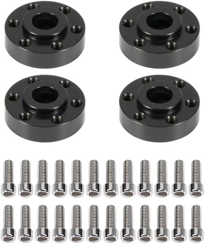 4pcs Brass Weights Wheel Hex Hub Widen Adapter for 1/10 RC Crawler 1.9 2.2 Wheels Rims SCX10 TRX4 Black (6mm)