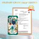 Hocase for Galaxy S26 Case, Shockproof Heavy Duty Protection Soft Silicone Rubber Bumper+Hard Plastic Hybrid Protective Case for Samsung Galaxy S26 5G (6.3") 2026 - Teal Flowers