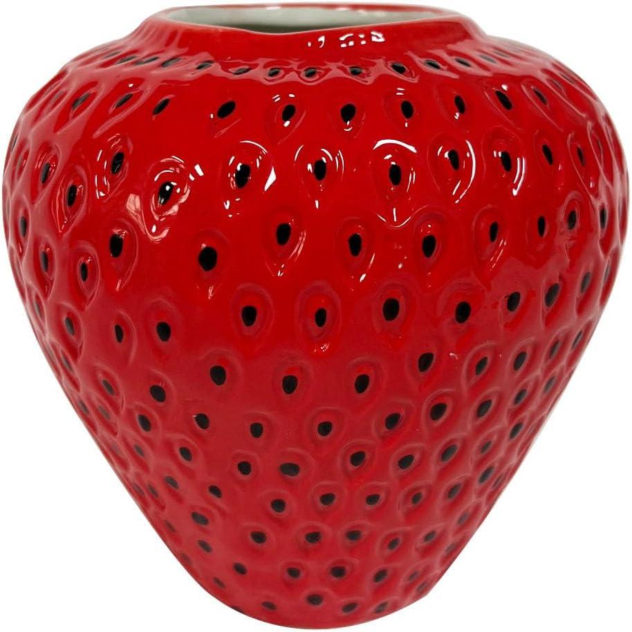 Ceramic Strawberry Vase, Decorative Cute Small Red Flower Vase for Home Decor, Living Room, Kitchen, Bathroom Decorations