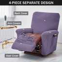 CONRUSER Stretch Recliner Chair Covers, 4-Piece Soft Sofa Cover Thick Single Seat Couch Cover Jacquard Recliner Slipcover with Pocket (Purple)