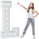 4FT Marquee Light Up Letter L, Large Love Light Up Letters Sign, Marry Me Letters, Baby Letters, Name Letters for Anniversary Wedding Party Decoration, Pre-cut Foam Board Mosaic Balloon Kits