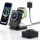 Wireless Charger 3 in 1, Foldable Charging Station for Apple Samsung Multi Devices Charging, Magnetic Charging Stand, Portable Travel Fast 15W Charger Station for iPhone, TWS, iWatch (Black)