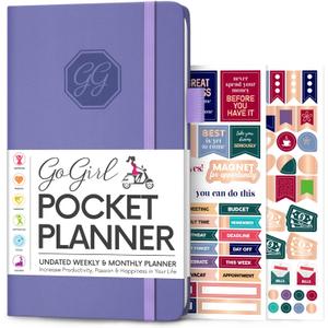 GoGirl Planner and Organizer for Women  Pocket Weekly Planner, Goals Journal & Agenda for Time Management & Productivity. Undated (Lavender) (Pocket (3.5'' x 6.2''))