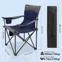 Oversized Camping Chair for Adults - 2 Pack Padded Lawn Chairs with Cup Holder & Side Pocket,Heavy Duty Folding Outdoor Chairs for Camp,Sports,Picnic,Beach,Dark Blue, 56 cm x 53 cm x 90 cm