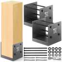 Stainless Steel 8 x 8 (Actual: 7.5" x 7.5") Deck Post Base, Post Anchor Bracket, Concrete Support Anchor Base for Deck Railing, Fences, Pavilions, Deck Porches (2Pack- Dark Gray)