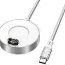 AGVEE 5ft Aluminium Ultra Thin Charger Dock Charging Station Compatible with Garmin Watches Vivoactive 3 4, Fenix 7 6 5, Forerunner, Instinct, Venu, Tactix, D2, Quatix, Silver